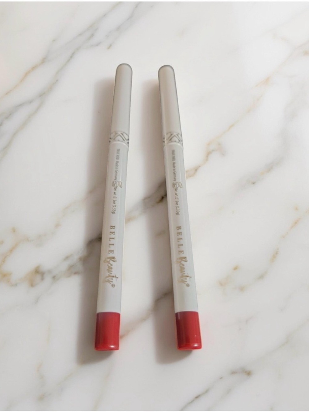 Set of 2 Belle Beauty Kisser Fixer Waterproof Gel Lip Liners ishade True Red
